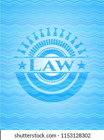 Law waterLaw sky blue water wave style badge. wave emblem.