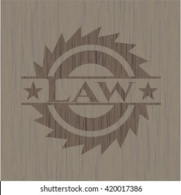 Law wooden emblem. Retro