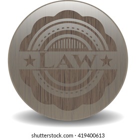 Law wooden emblem. Vintage.