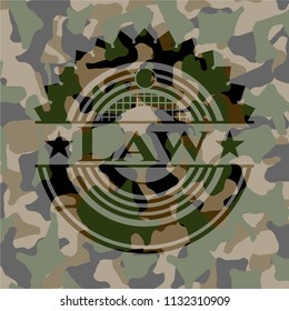 Law written on a camouflage texture