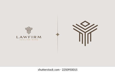Plantilla de logotipo de línea simple de abogados. Símbolo universal creativo premium. Ilustración vectorial. Plantilla de diseño Mínimo Creativo. Símbolo de identidad empresarial