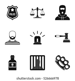 Lawlessness Icons Set Simple Illustration 9 Stock Vector (Royalty Free ...