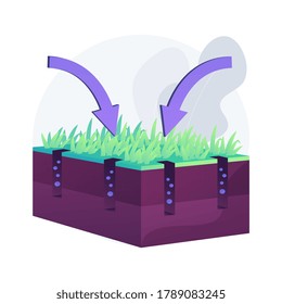 Lawn aeration abstract concept vector illustration. Restore lawn, overseeding service, absorb air and water, grass fertilization, aeration machine, garden maintenance, landscape abstract metaphor.