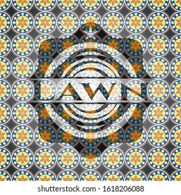 Lawn arabic badge background. Arabesque decoration.