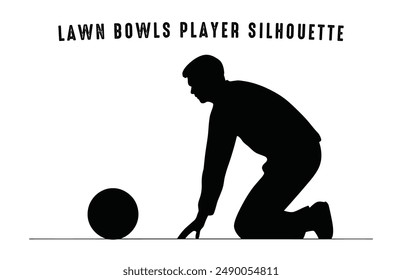 Lawn Bowls Player black Silhouette Clipart