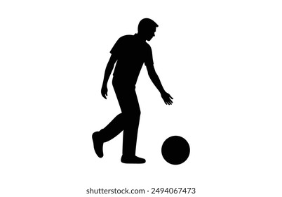 Lawn Bowls Player black Silhouette Clipart