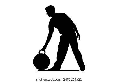 Lawn Bowls Player black Silhouette Clipart