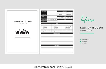 Lawn Care Client Log Book Interior Template