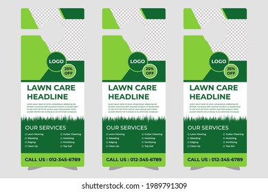 lawn care door hanger. Door hanger template design, hotel knob design. Vector door hanger.