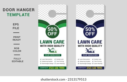 Lawn Care door hanger template design,hotel knob design,best lawn care Service door hanger flyer template