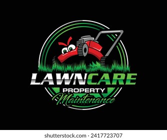 Lawn Care Emblem Business Logo Design Template