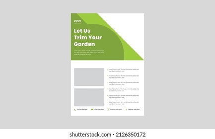 Lawn Care Flyer Design Template. Landscaping And Gardening  Lawn Care Service Flyer, Poster, Leaflet Design.