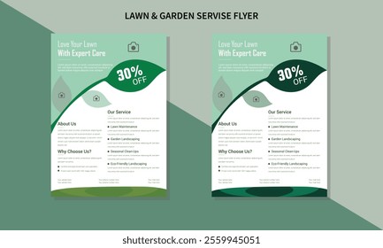 lawn care flyer design template. landscaping and gardening lawn care service flyer, poster, leaflet design