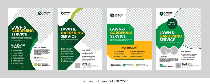 lawn care garden or landscaping service flyer template leaflet, poster, advertise, reports, brochure cover design