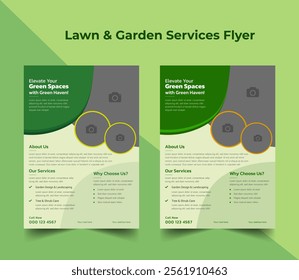 lawn care garden or landscaping service flyer template leaflet, poster, advertise, reports, brochure cover design, business, care, cutting, clean up, grass, agriculture, advert, element, gardening