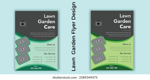 lawn care garden or landscaping service flyer template leaflet, poster, advertise, reports, brochure cover design