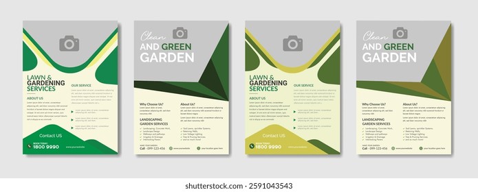 lawn care garden or landscaping service flyer template leaflet, poster, advertise, reports, brochure cover design