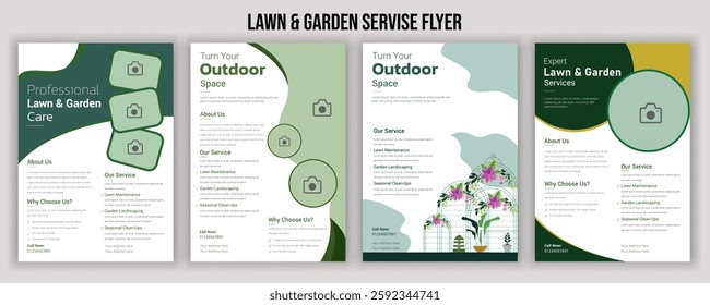 lawn care garden or landscaping service flyer template leaflet, poster, advertisement, reports, and brochure cover design Lawn care, gardening, or landscaping services Design for a poster booklet prom