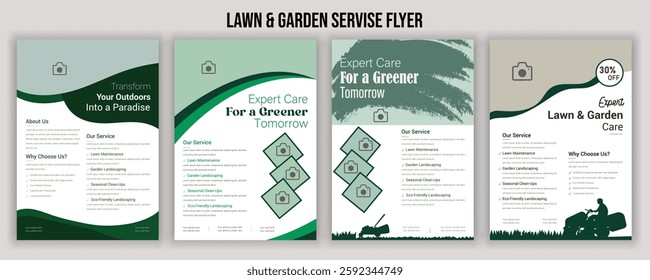 lawn care garden or landscaping service flyer template leaflet, poster, advertisement, reports, and brochure cover design Lawn care, gardening, or landscaping services Design for a poster booklet prom