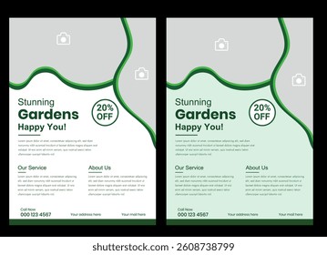 
lawn care garden or landscaping services Tree and gardening service poster leaflet design. lawnmower flyer template.


