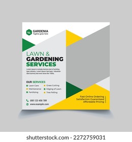 lawn care gardening landscape service social media post banner template