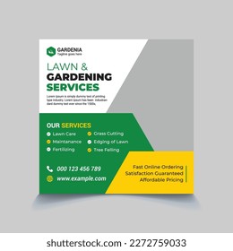 lawn care gardening landscape service social media post banner template