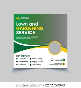 lawn care gardening landscape service social media post banner template