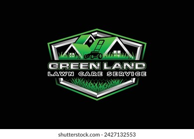 lawn care, grass trimming, landscape, grass, agriculture concept logo design