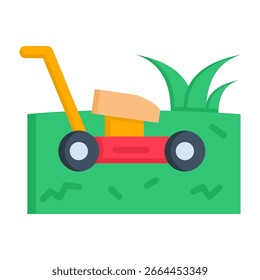 Ilustração de vetor de estilo plano do ícone de cuidados com a grama