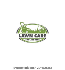 Lawn Care Landscape Grass Concept Logo Design Template 