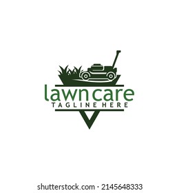 Lawn Care Landscape Grass Concept Logo Design Template 