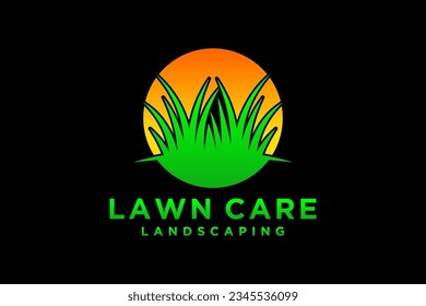 Lawn care, landscape, grass concept logo design template