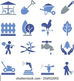 Lawn Care And Landscaping Icon Set. 