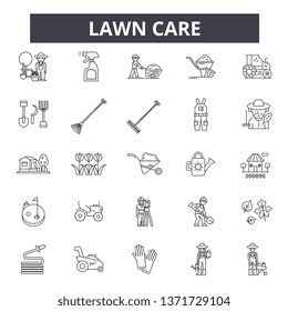 Lawn care line icons, signs set, vector. Lawn care outline concept, illustration: care,gardening,lawn,plant,nature,garden,design