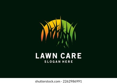 Lawn care logo design, abstract grass logo vector illustration