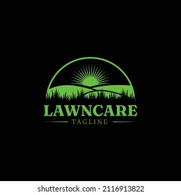 Lawn Care Logo Design With Dark Background