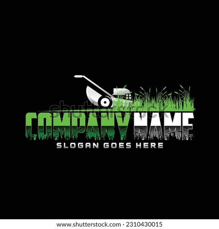 Lawn care logo design on black background. Featuring bold and vibrant graphics, it