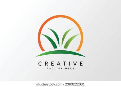 Lawn care logo design template vector, Lawn logo