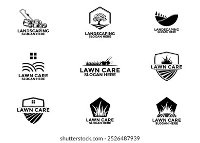 Lawn care logo design vector, landscape, grass concept logo design template