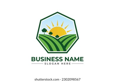 lawn care logo polygon style, grass trimming, landscape, grass, agriculture concept logo design