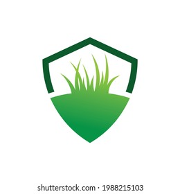 Logo-Vorlage für Rasenpflege mit Schildkonzept