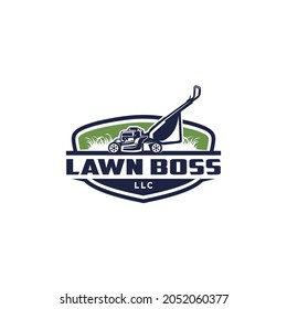 lawn care - lawn mower isolated logo vector