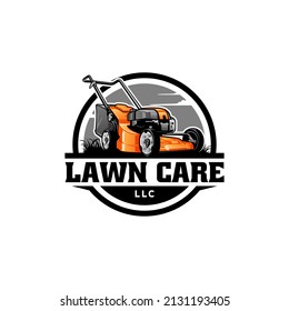 lawn care - lawn mower isolated logo vector	
