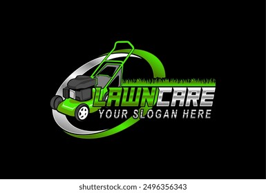 lawn care lawn mower service logo modern design vector template isolated on black background