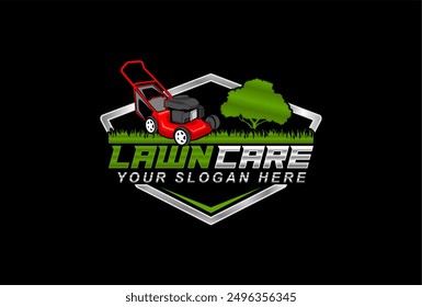 lawn care lawn mower service logo modern design vector template isolated on black background