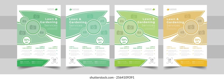 lawn care service flyer, poster, leaflet design. Lawn and Garden or Landscaping  service Design. Flyer design template for lawn and gardening services. Design of a poster leaflet for garden.