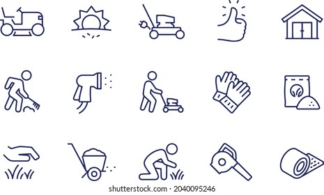 Lawn Care Thin Line Icons vector design 