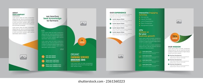 Lawn Care Trifold Brochure Template, Gardening, Landscaper or Agro firming services Tri fold Brochure Design, Lawn Care Trifold Brochure Template