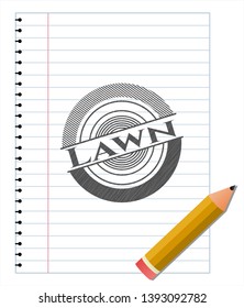 Lawn draw (pencil strokes). Vector Illustration. Detailed.
