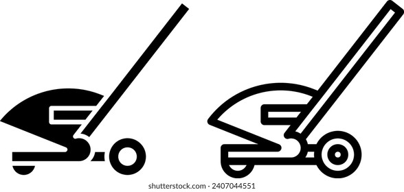 lawn edger icon, sign, or symbol in glyph and line style isolated on transparent background. Vector illustration